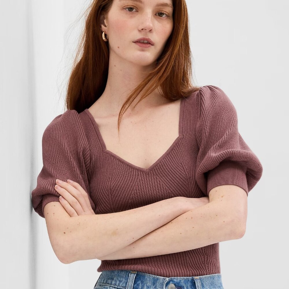 NWT GAP Puff Sleeve Corset Sweater